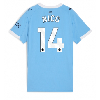 Manchester City Nico Gonzalez #14 Maglia Gara Casa Repliche 2025-26 Donna Maniche Corte